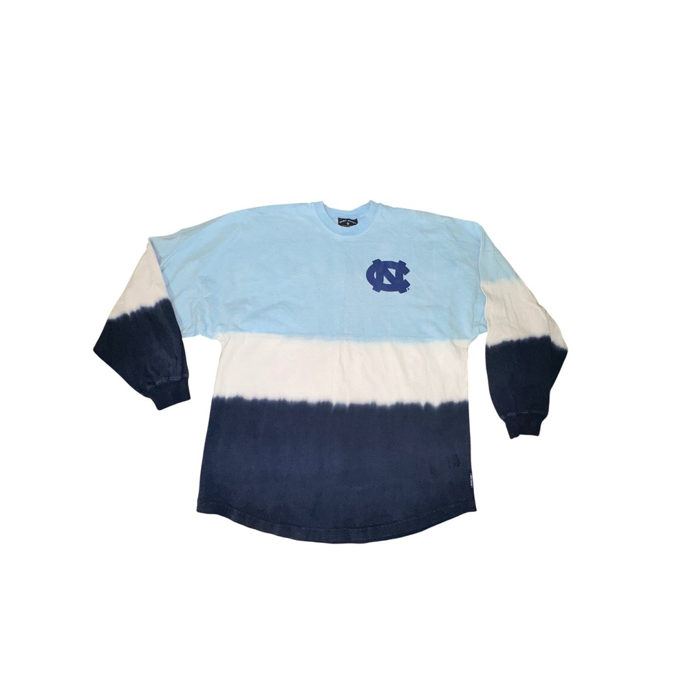 Spirit Jersey UNC North Carolina Tar Heels Dip Dye Long Sleeve Shirt Womens M